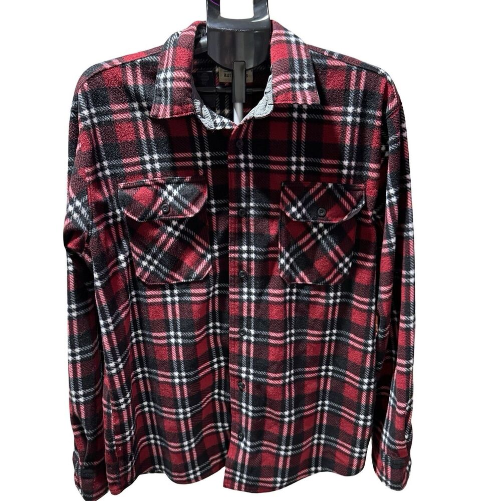 Wrangler Authentics Men's Red Thick Flannel Polyester Shirts Large